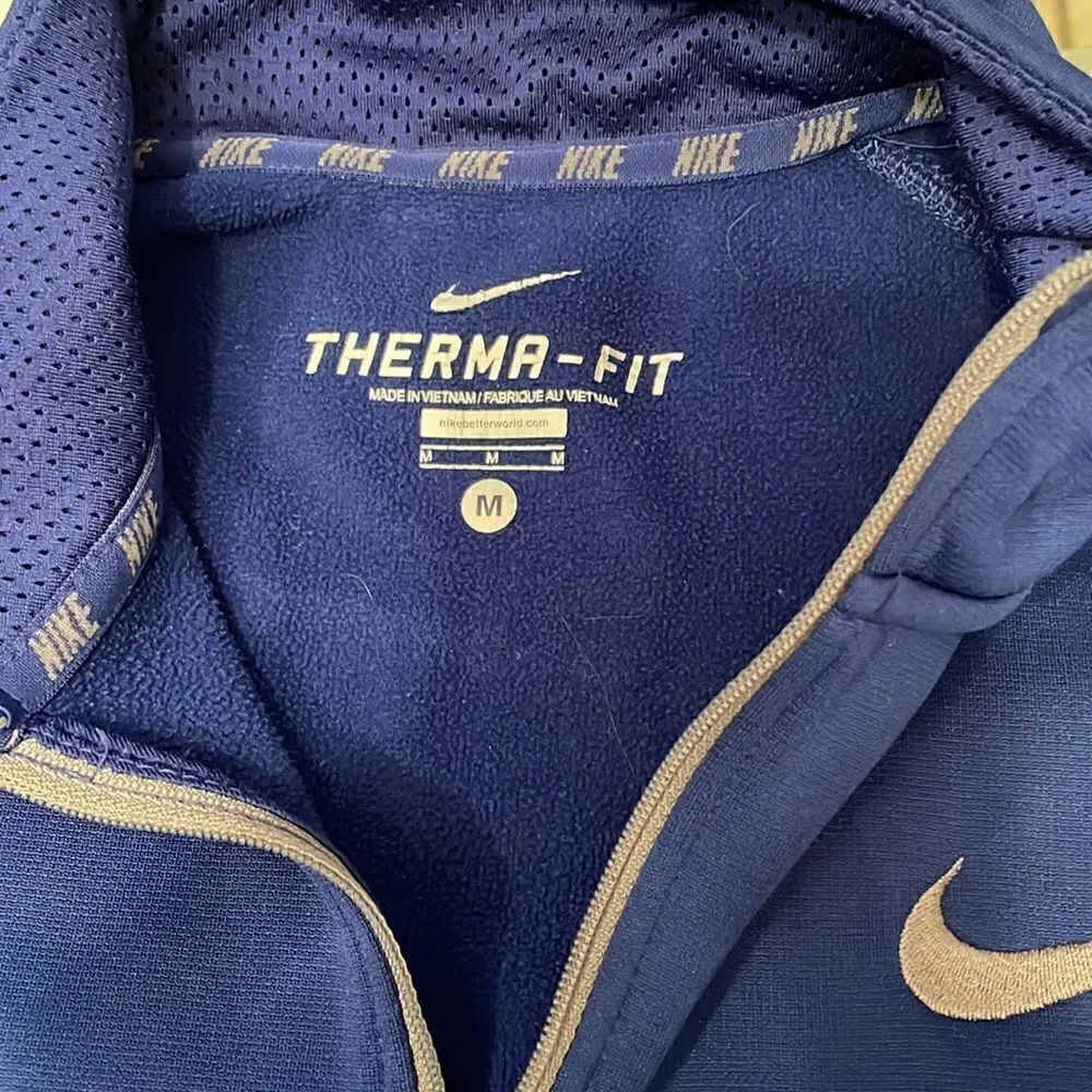 Nike therma-fit sweatshirt medium blue grey embroidered logo upfront